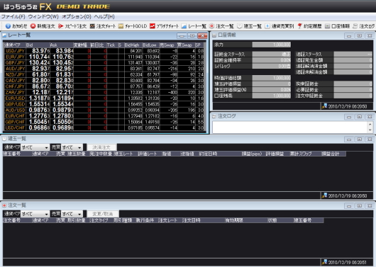 はっちゅう君FXの取引画面
